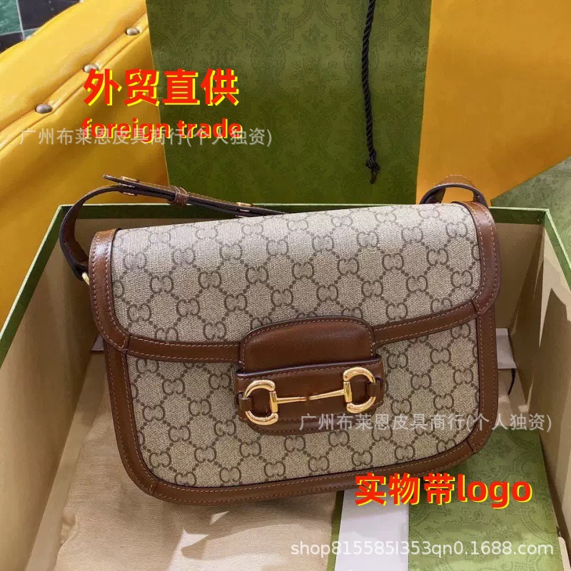 Direct Supply Cross-Border Classic Monogram Logo Saddle Bag Horsebit 1955 Vintage Shoulder And Crossbody Bag - Thumbnail 2
