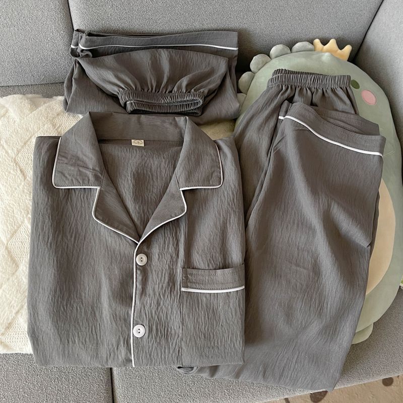 Cotton three-piece set-dark gray / Men's size l [recommended 50-60kg]