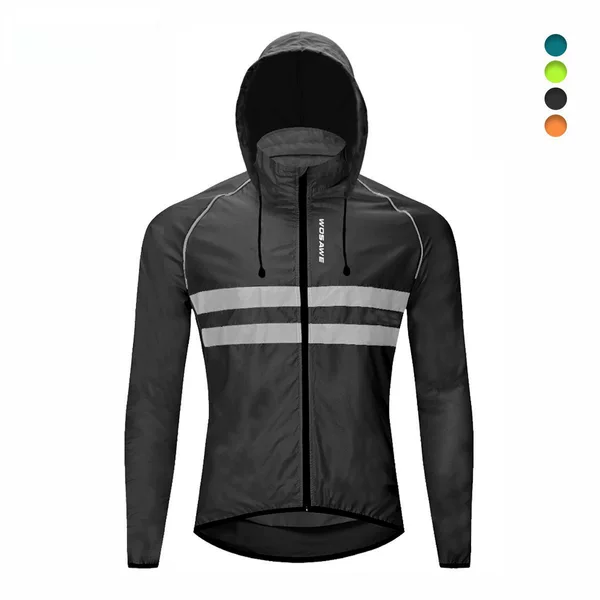 WOSAWE mountain road bicycle cycling windbreaker hooded windbreaker reflective breathable skin windbreaker long sleeve coat