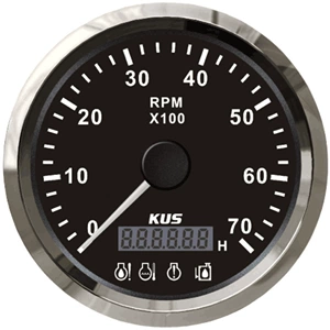 KUS Genuine 85mm Car Tachometer with Alarm 7000RP 12V 24V Gasoline Engine Speedometer