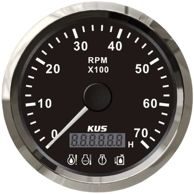 KUS Genuine 85mm Car Tachometer with Alarm 7000RP 12V 24V Gasoline Engine Speedometer (tachometer)