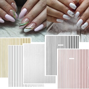 Nail Art Metal Line Sticker Nail Art Geometric Thickness Plaid Metal Three-dimensional Border Nail Accessories Sticker Wholesale