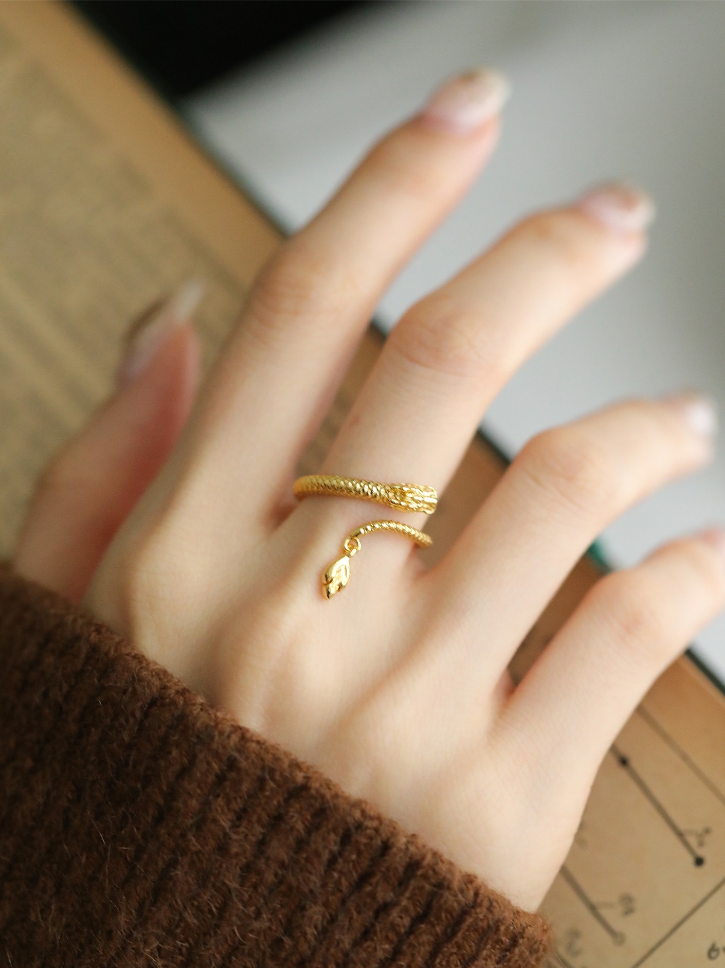 Bijoux et accessoires Bague Dragon Année Petit Dragon Doré Design de niche Mode Bague Année Dragon Zodiaque Haut de gamme Accessoires de bague Femme_voghion.com