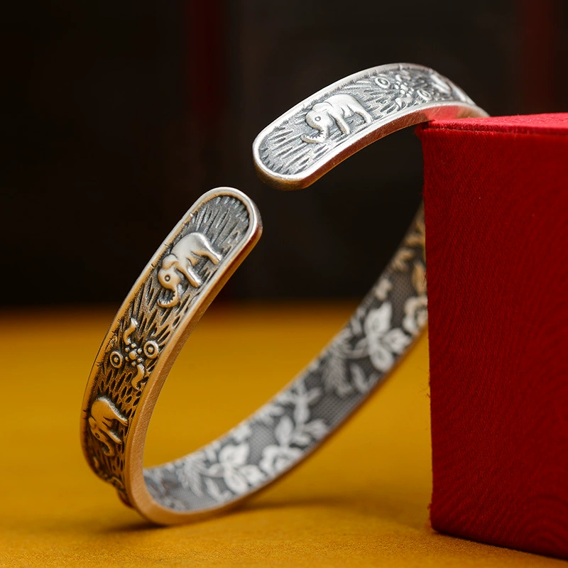 Серебряный браслет, этническая эмаль, этнический стиль, 31 г