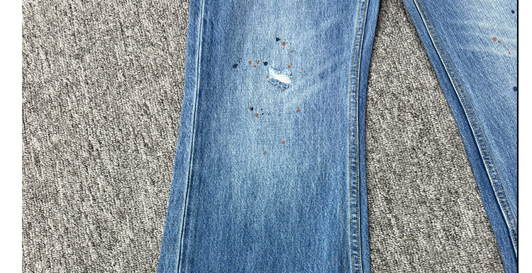 Högmidjade flare jeans för kvinnor blå med graffiti tryck_voghion.com