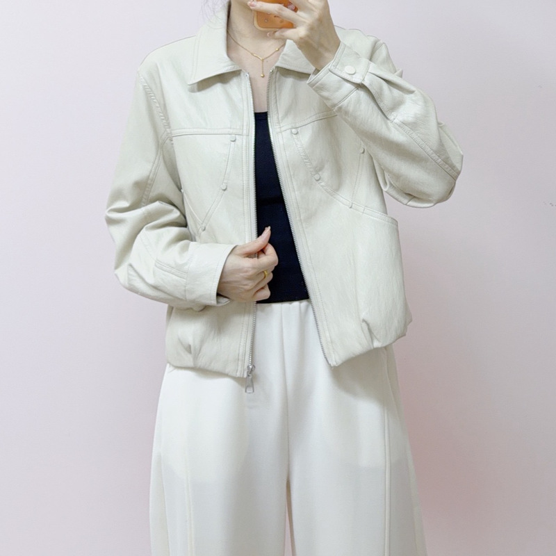 2026 Spring and Autumn New Fashion Korean Style Casual Versatile Short Loose Leather Jacket 608