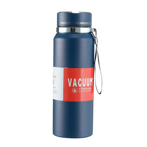 Portable Large Capacity Outdoor Sports Water Bottle Double Layer Vacuum with Handle and Sling Strap Cup 316 Stainless Steel Insulated Cup