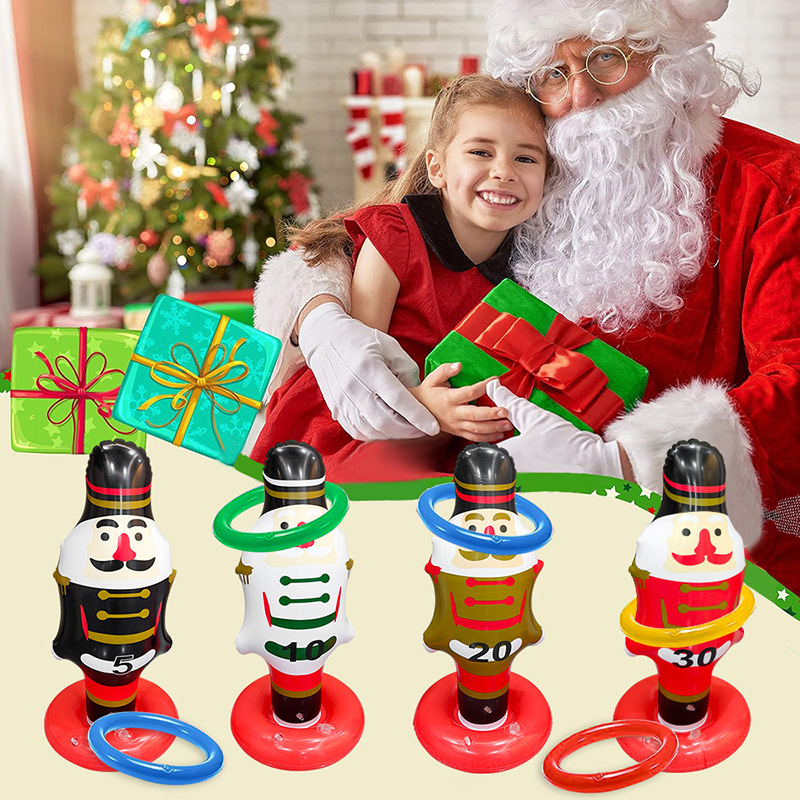Cross-Border Party Activities Kidsren's Family Interactive Games Toys Entertainment Props Pvc Santa Claus Inflatable Ring