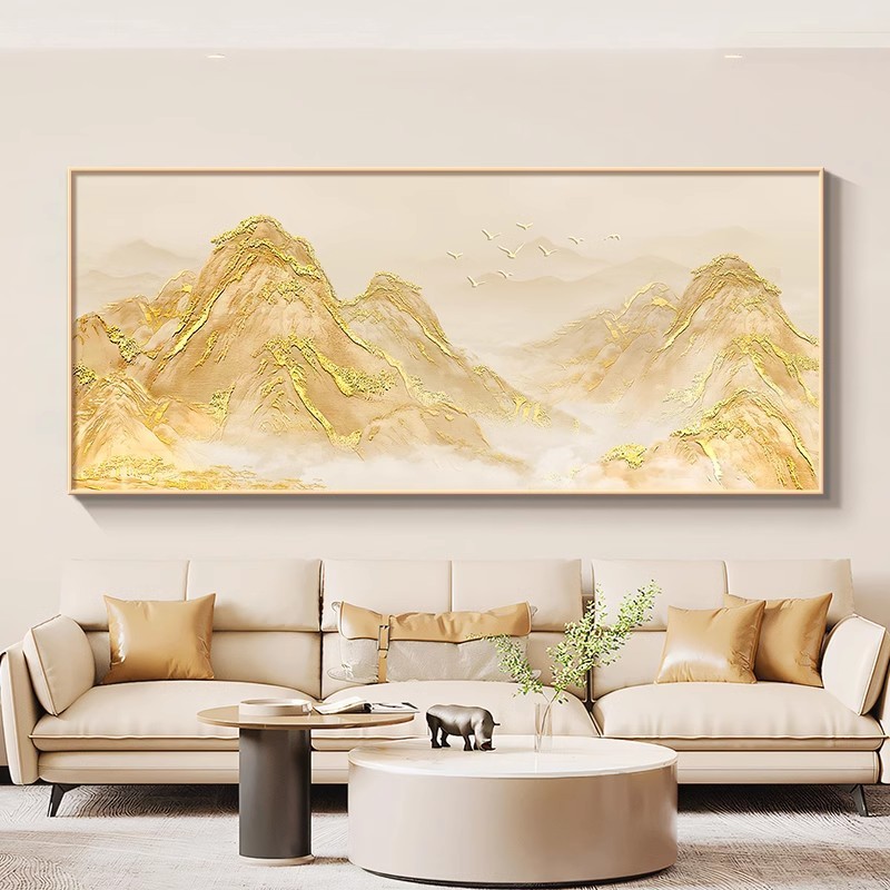日照金山ソファ背景壁装飾絵画モダンなシンプルなバックグラウンド画像新しいリビングルーム壁画オフィス吊り絵画|undefined