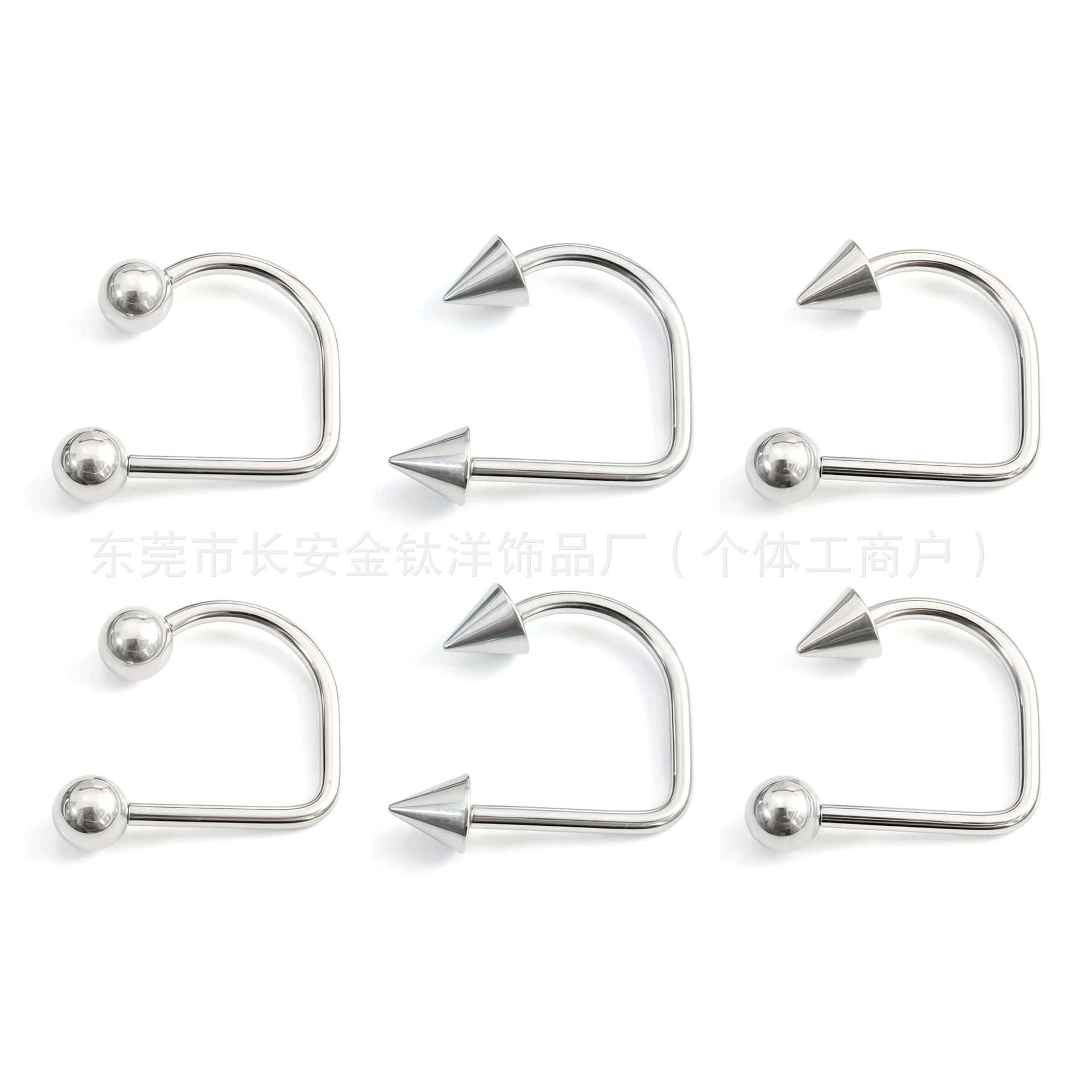 F136 Titanium Internal Thread D-Shaped Lip Ring, U-Shaped Horseshoe Earrings, G23 Titanium Alloy Body Piercing Jewelry detail image 5