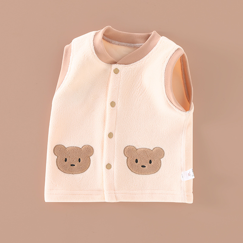 Niños y Niñas bebé otoño e invierno chaleco forrado de lana chaleco cálido infantil chaleco de los niños medio y pequeño chaleco de los niños superior suave