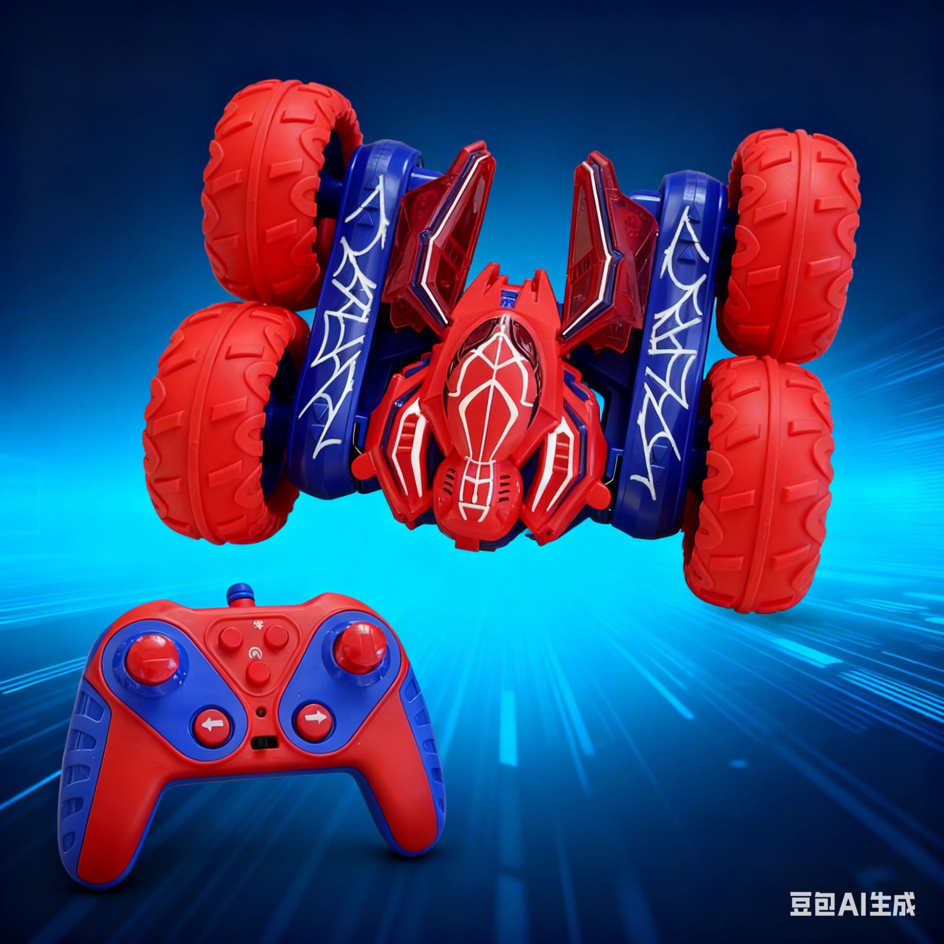 Fábrica al por mayor transfronteriza acrobacias para niños coche de control remoto Amazon rojo y azul cuatro ruedas coche de juguetes eléctricos para niños