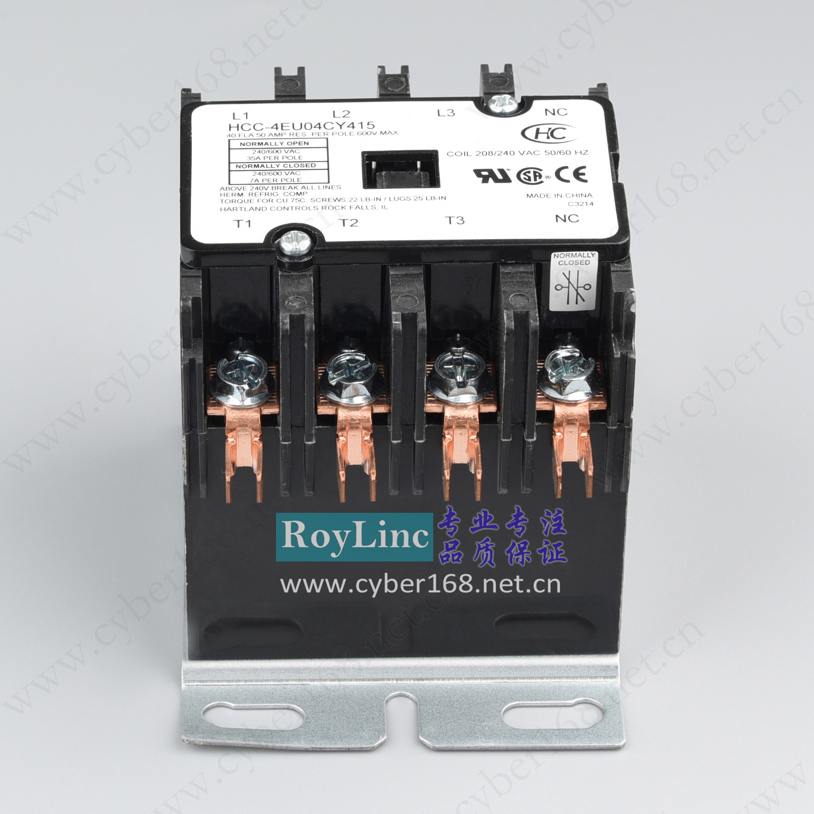208V-240V 40A HCC-4EU04CY 集成辅助触点 美式三极交流接触器