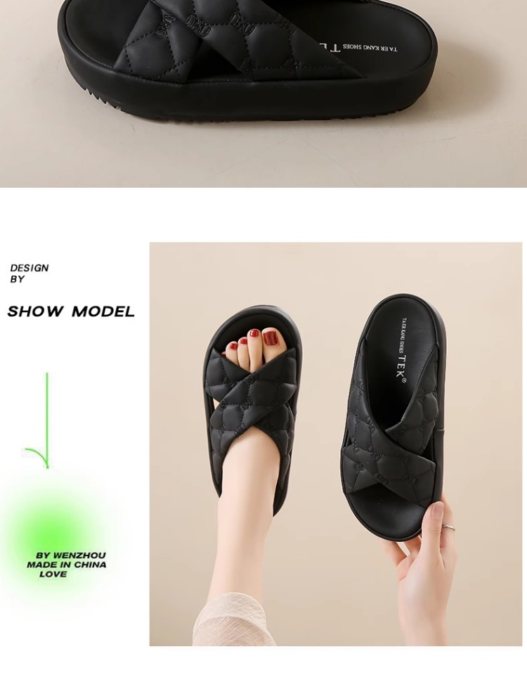 Women’s Platform Sandals With Soft Sole And Crossover Design_voghion.com