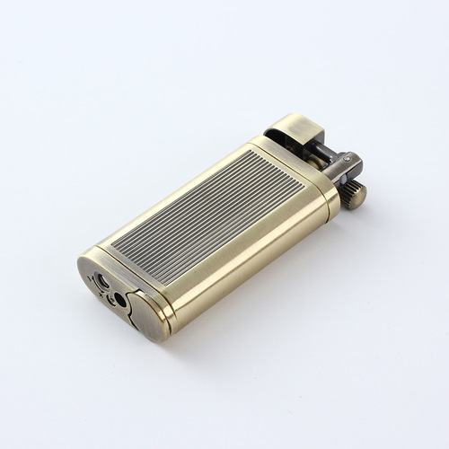 SK60 vertical brushed bronze lighter, retro light luxury pipe lighter, inflatable metal lighter
