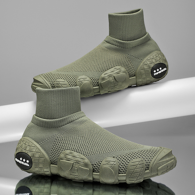 Nueva tendencia de primavera y verano, punta redonda, todo fósforo, transpirable sin cordones, suela gruesa, zapatos perezosos casuales y cómodos de un solo pedal