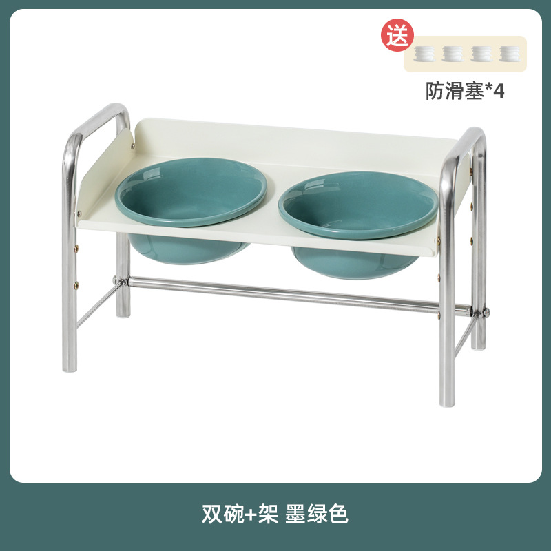 Tazón de cerámica para gatos Tazón de comida para gatos Tazón de comida para gatos de pies altos Tazón para perros anti-volcado Tazón para beber de gran capacidad Tazón doble Protección de la columna cervical