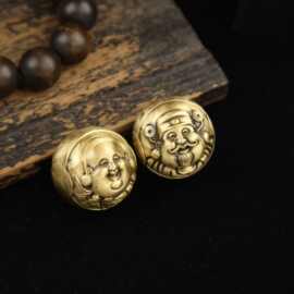 黄铜财神手球实心招财手球手把件盘玩手把件铜工艺品弥勒佛笑脸佛