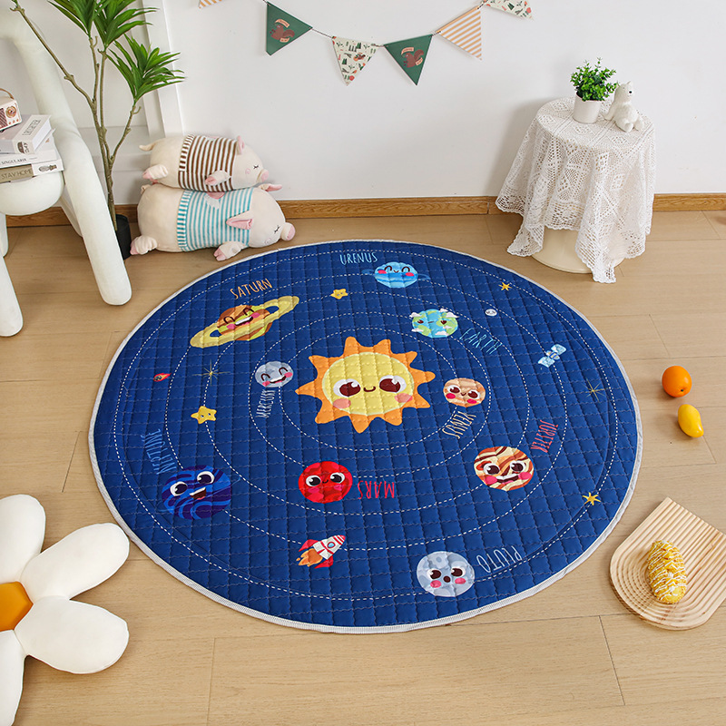 Cross-Border Export Ins Style Kidsren's Cartoon Crawling Mat Foldableable Drawstring Storage Floor Mat Baby Game Mat Blanket