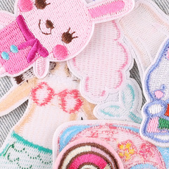 Computer-Embroidered Label, Embroidery Patch Accessories: Mermaid, Rabbit Designs for Shoes, Hats, Luggage, and Bags—Badge, Fabric Label, Patch, and Appliqué Stickers