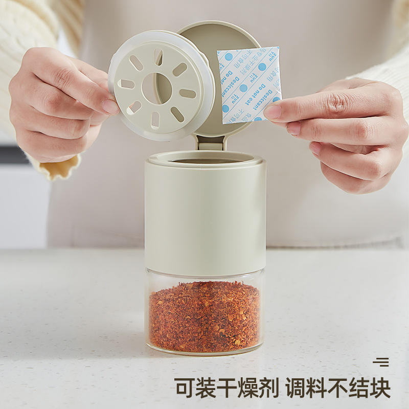 Botella de condimento de cocina con cuchara frasco de condimento de vidrio caja de condimento de clasificación de botella de condimento extraíble para el hogar