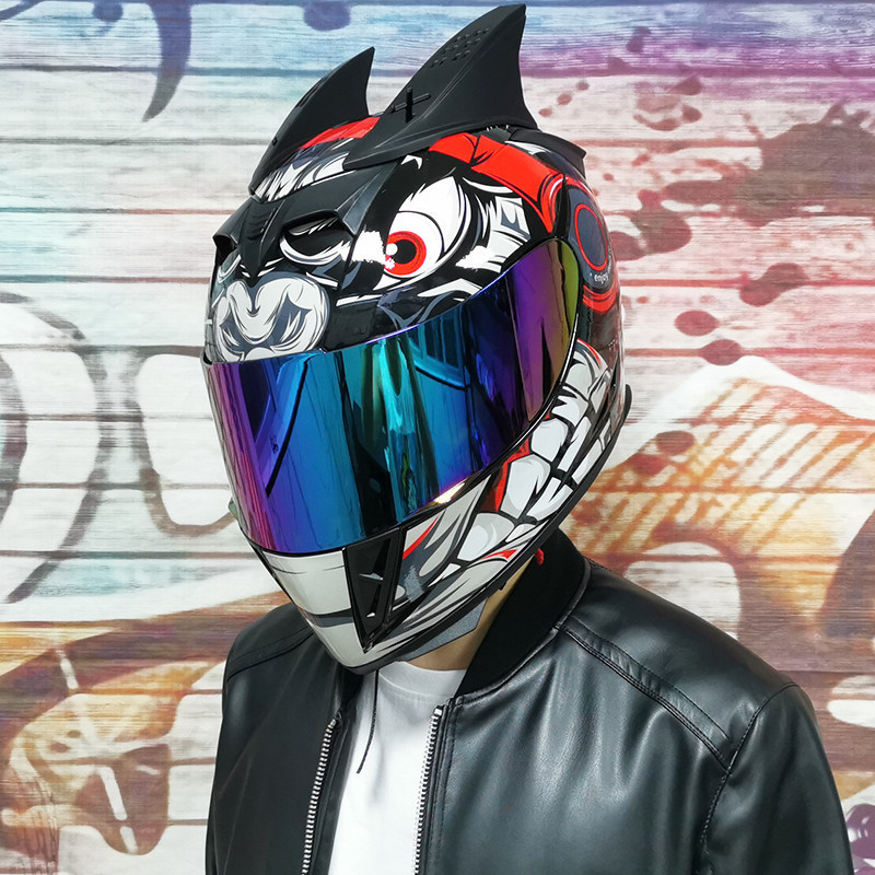 JIEKAI coche eléctrico bicicleta casco hombres y mujeres casco completo cuatro estaciones doble espejo bluetooth personalidad casco gris mentira carrera