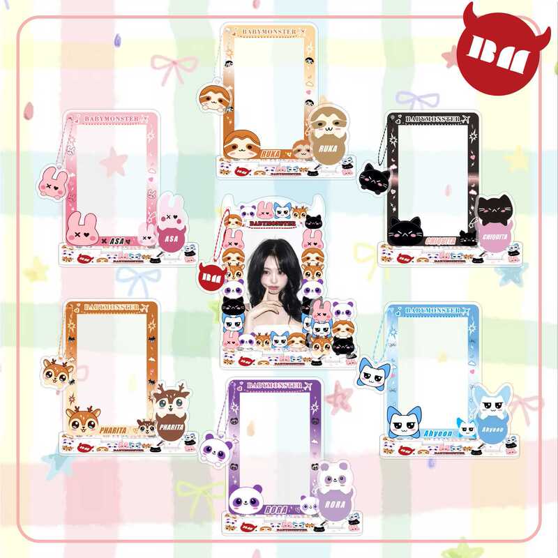 2026 BABYMONSTER Card Insert Photo Frame Double-Slot Stand Small Card Storage Bag Accessories Celebrity Merchandise