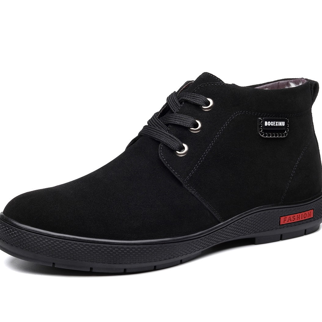 Invierno nuevos zapatos de algodón de lana para hombre forrados de lana de cuero cálido botas de cuero casuales zapatos de hombre viejos zapatos de cuero de talla grande Beijing