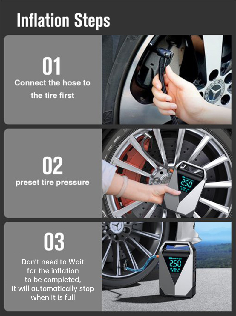 Large-Capacity Ld12 Cross-Border Car Emergency Jump Starter with Built-In Air Pump and Multi-Function Power Bank