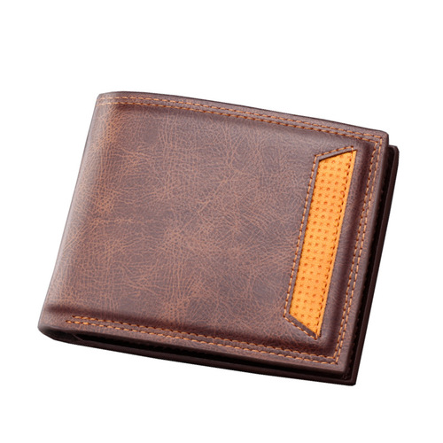 Wallet men's short European and American wallet men's multi-card slot card holder fashion solid color wallet horizontal style can hold driver's license