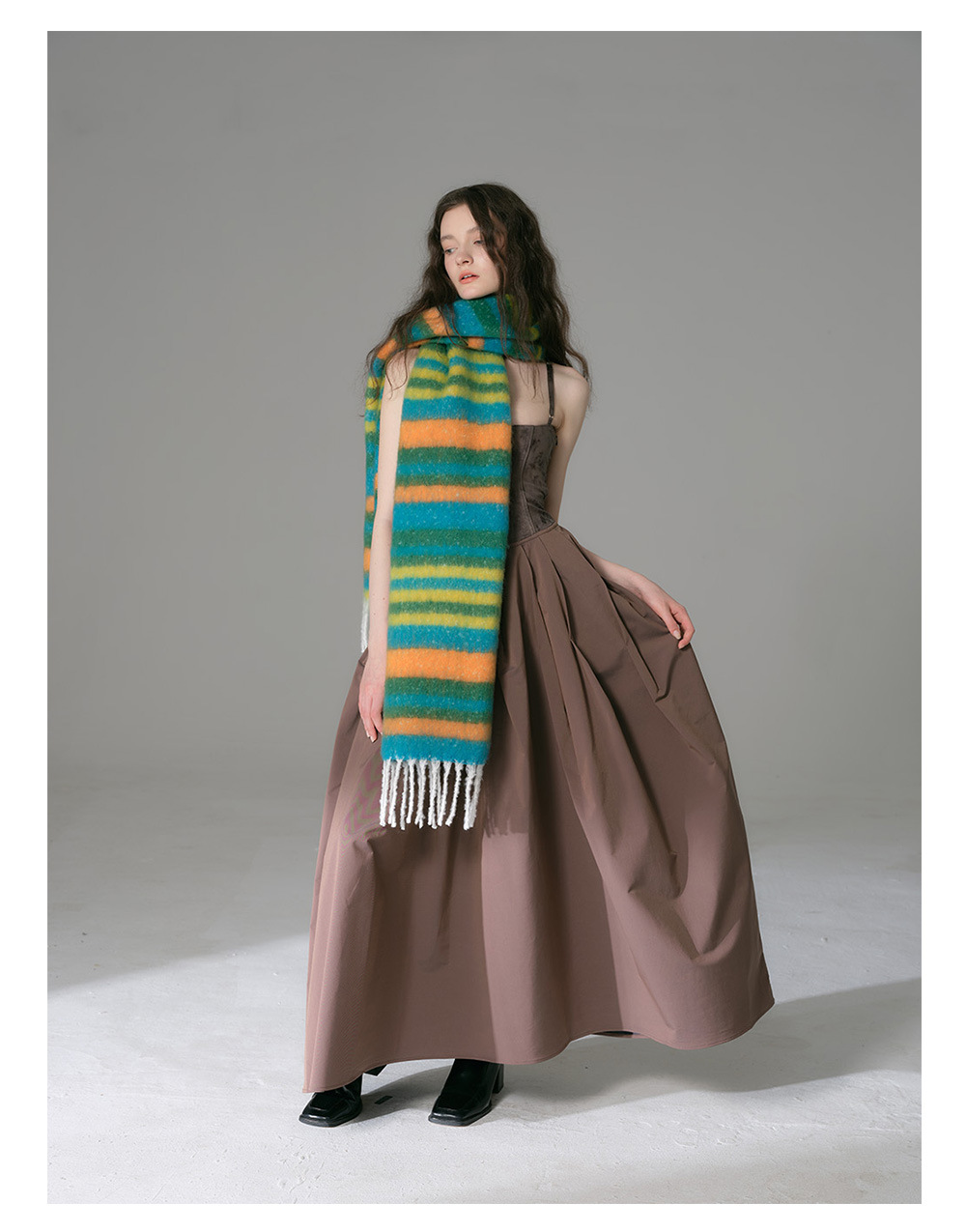 Sciarpa a righe dopamine donna imitazione cashmere morbido collo_voghion.com