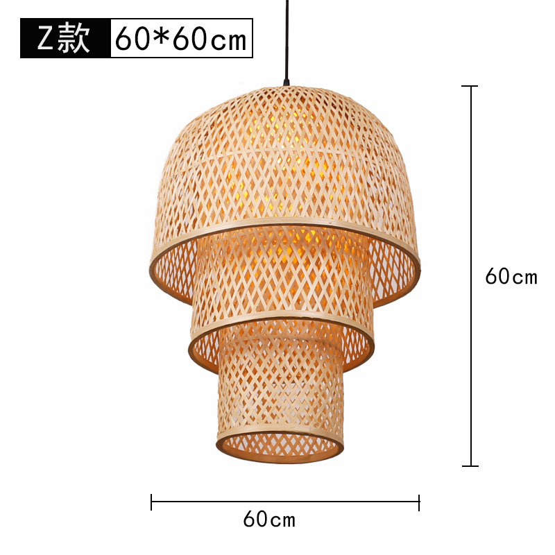 Lámpara de araña tejida de bambú Restaurante chino Lámpara de salón de té de linterna de bambú Restaurante japonés Sombrero de paja Lámpara de araña tejida de ratán B & B