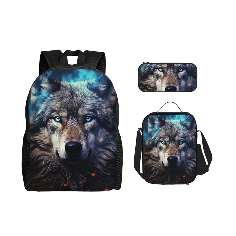 Mochila escolar de gran capacidad transfronteriza europea y americana de tres piezas Mochila de moda para estudiantes Mochila informal con logotipo impreso personalizado image 6
