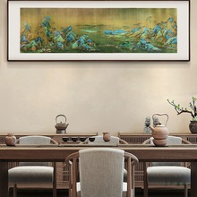 铜雕画千里江山精雕画手工錾刻办公室茶室装饰画壁画挂画铜板画