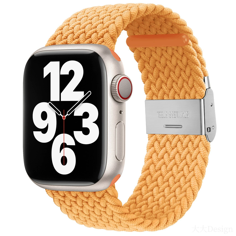 Совместимо с Apple Watch 5-6-7-8-9-10 поколения Snap-on нейлоновый плетёный ремешок iWatch S10 регулируемый браслет