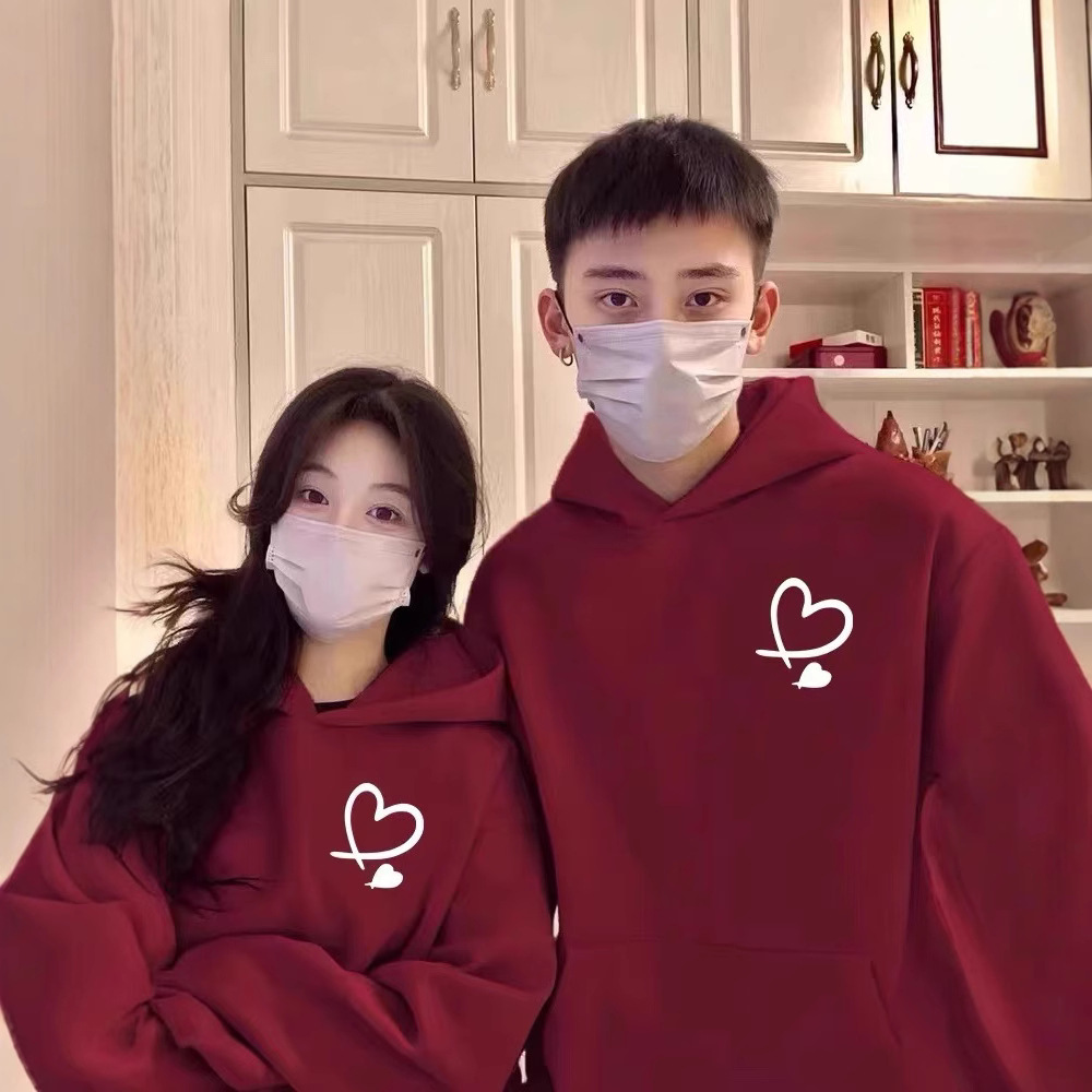 本命年带帽卫衣百搭情侣装加绒保暖宽松慵懒风美式休闲连帽衫外套