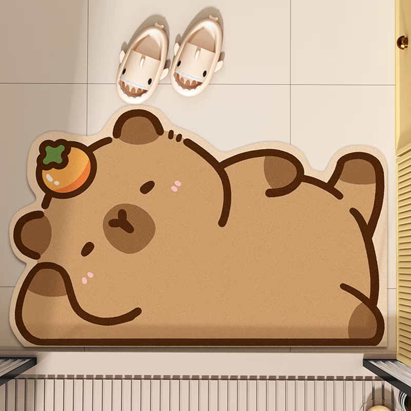 Guinea Pig Cartoon Floor Mat Quick-Drying Non-Slip Absorbent Foot Mat Household Cartoon Diatom Mud Bathroom Thickened Floor Mat Wholesale