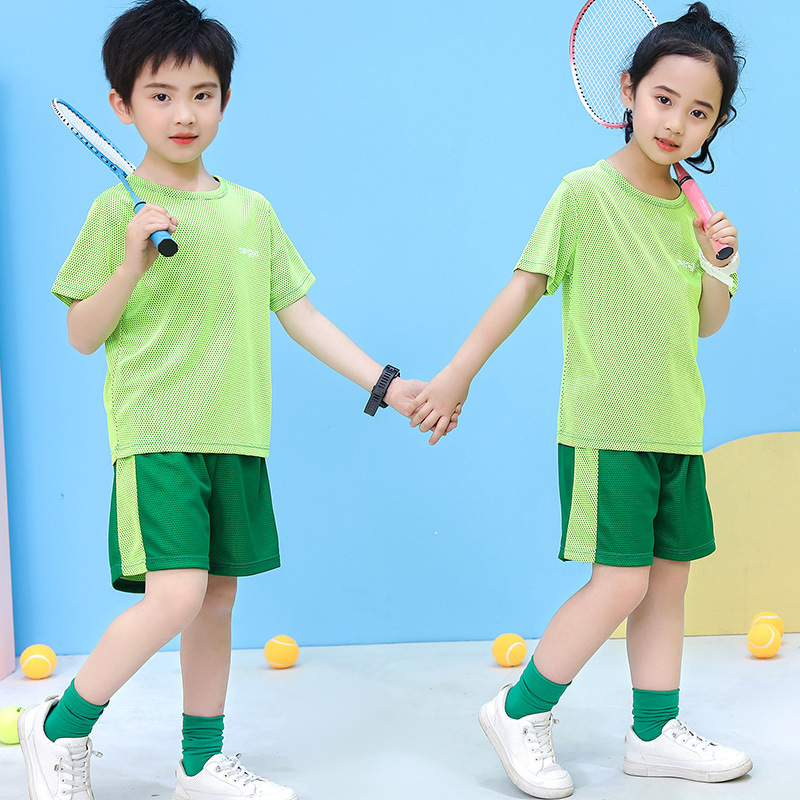 Children's Spring and Summer Sleeveless Mesh Sports Running Suit Boys Fitness Suit Girls Badminton Suit Vest Set