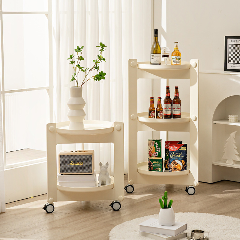 Pastoral Style Sofa Side Table Internet Celebrity Style Coffee Table Small Apartment Sideboard Universal Wheel Home Light Luxury Corner Table