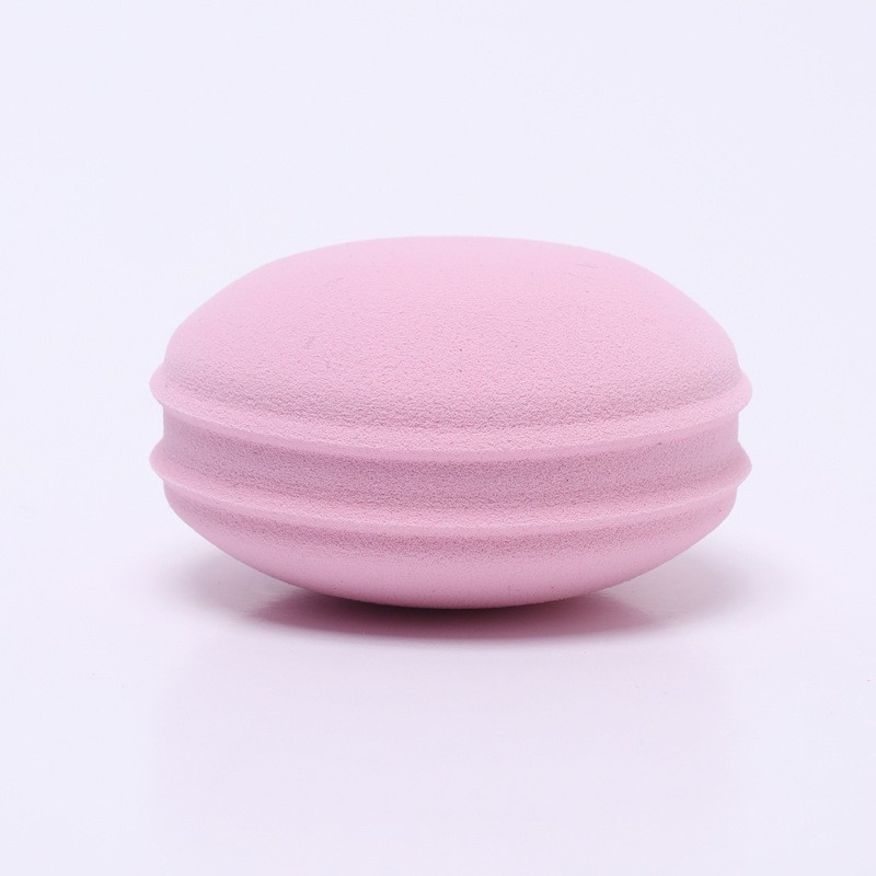 Fábrica personalizada macarón huevo de maquillaje hidrofílico no látex esponja de maquillaje PU no comer polvo, huevo de maquillaje seco y húmedo de doble uso