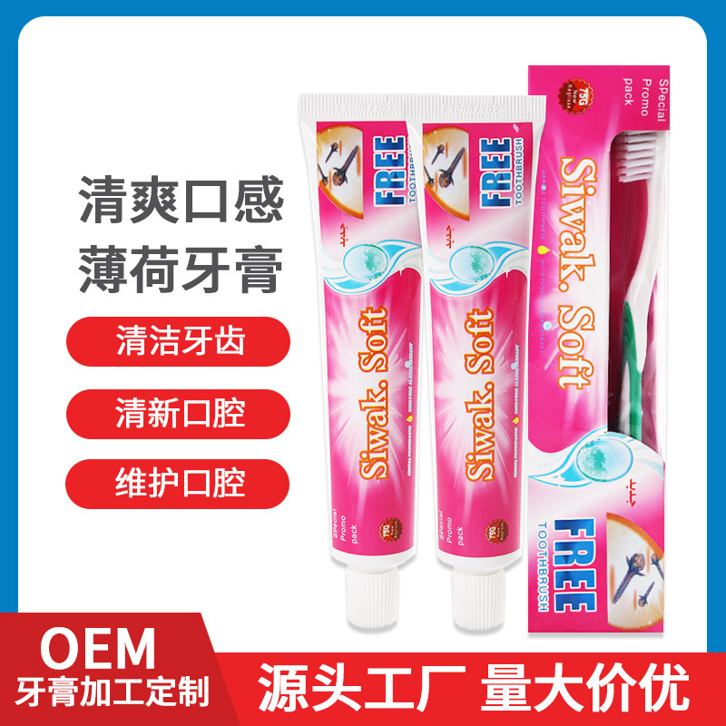 Foreign Trade Export Toothpaste Customized with Free Toothbrush New Mint Flavor Fresh Oral Cleaning Toothpaste Manufacturer