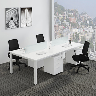 Staff Office Furniture Computer Tables and Chairs Combination Staff Cards Simple Modern 4-Person 6-Person Double Work Table Free Shipping