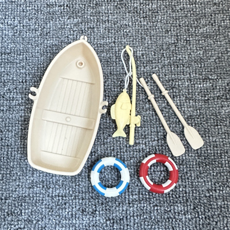 Casa de Juego Mini barco anillo natación Pesca barco pecera paisaje modelo miniatura adornos niños y niñas Juguetes