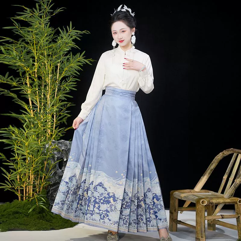 Подлинный Hanfu женский 2024 новый оригинальный Chuangming весной и летом улучшен новый китайский стиль Hanfu национальный стиль ежедневная юбка с конским лицом