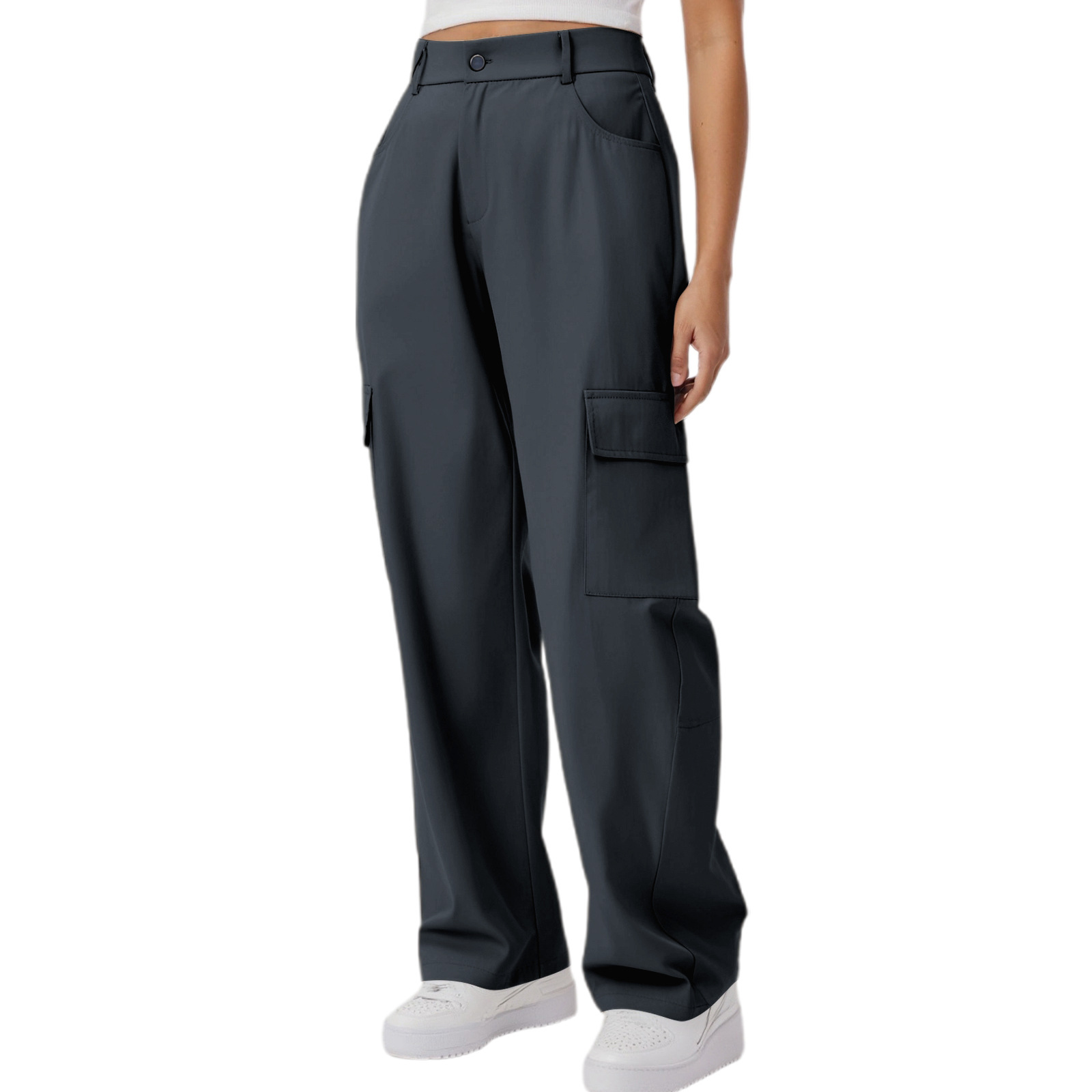 Pantalones cargo holgados de cintura alta con múltiples bolsillos, estilo urbano para mujer, ropa femenina, Amazon 2026