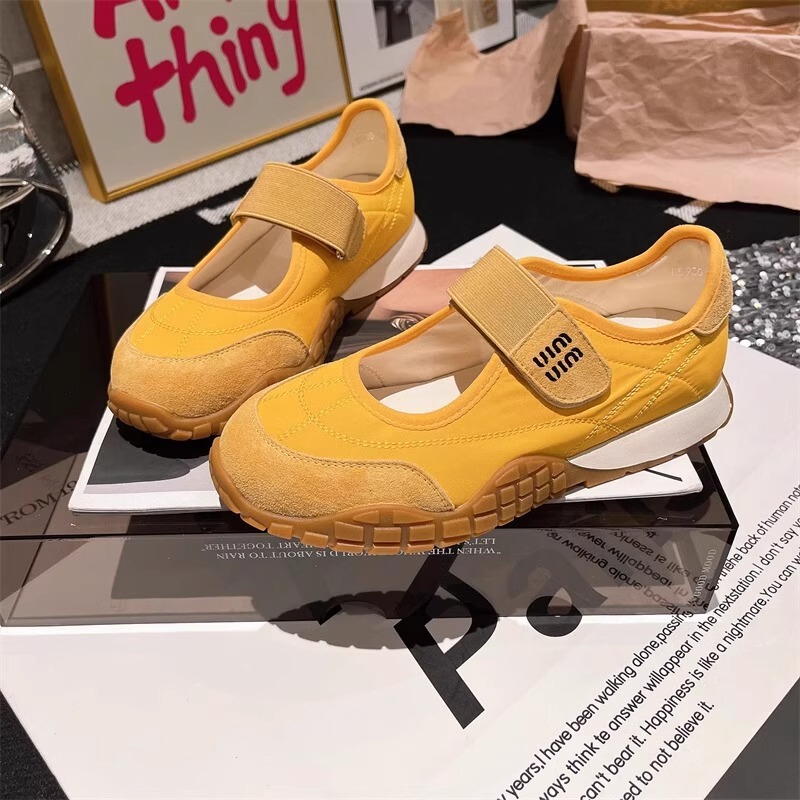 Cowhide Edition ~ Thick Bottom Velcro Mary Jane Shoes Women's Joker Round Toe Casual Shoes One Step Retro Sports Shoes