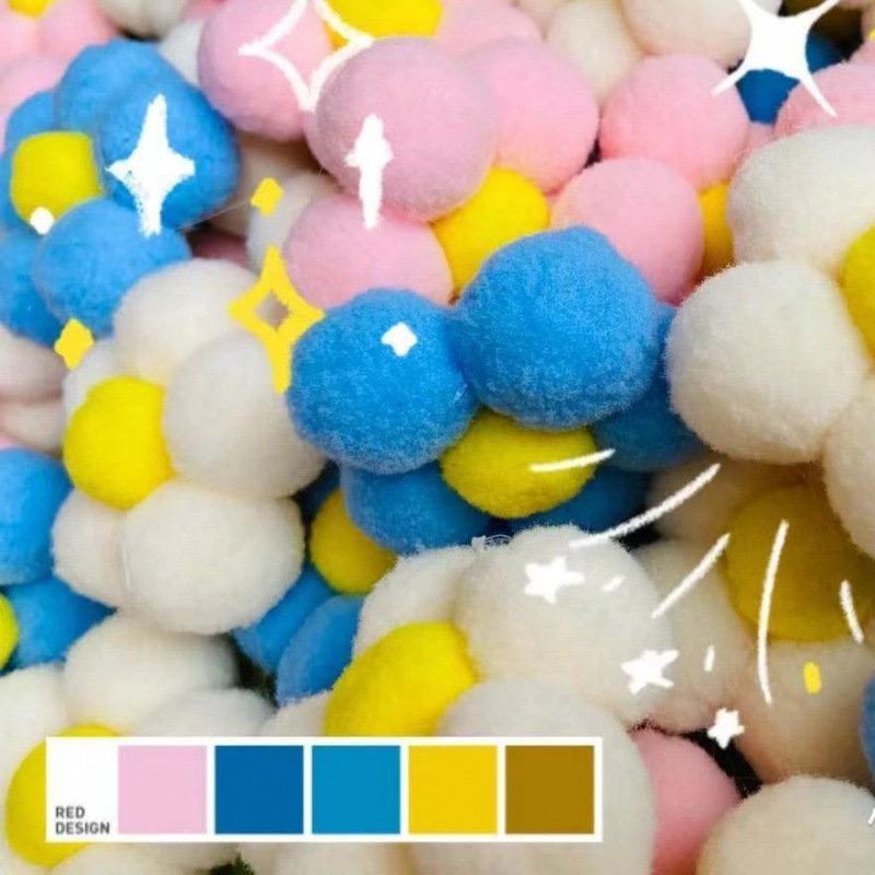 유치원 장식 모피 공 DIY 귀여운 꽃 커튼 창조적 인 어린이 부모-자식 뜨개질 재료 가방 바느질