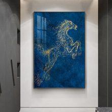 现代晶瓷工艺装饰画抽象骏马驰骋客厅背景墙壁画轻奢玄关走廊挂画