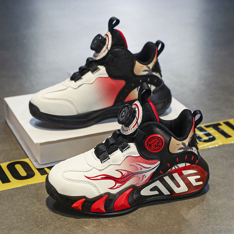 Primavera y verano calzado deportivo para niños niñas niño botón zapatos para correr malla transpirable zapatos casuales para niños grandes zapatos de baloncesto