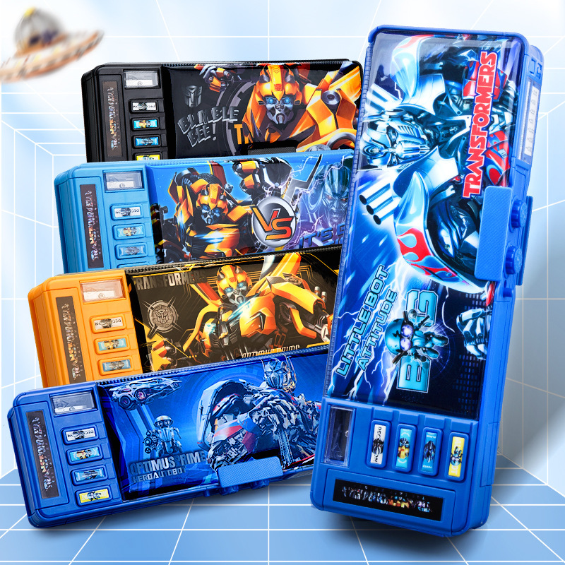 Caja de papelería para niños multifuncional de alta tecnología Transformers contraseña caja de lápiz para estudiantes de primaria para niños 20 tang
